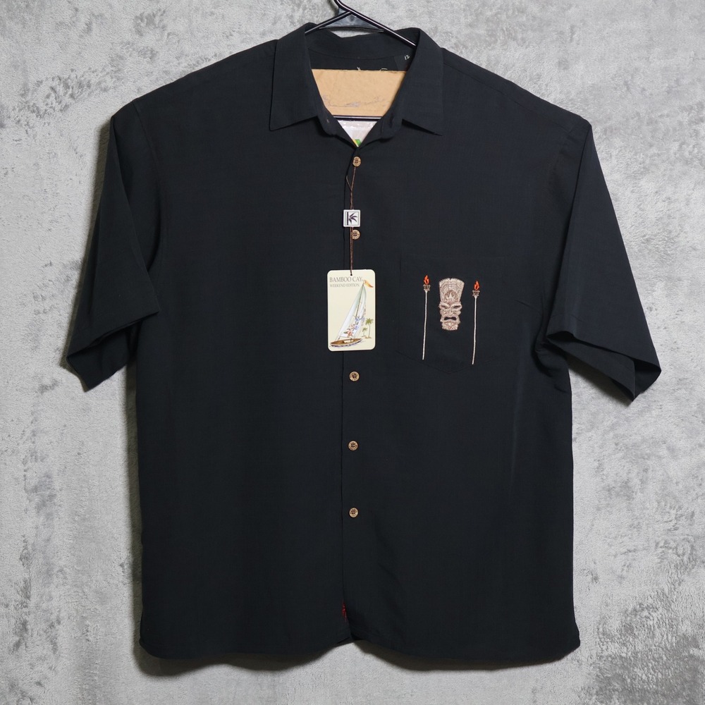 Bamboo Cay Shirt Mens XL Black Weekend Edition Tiki Torch Resort Camp Vacation